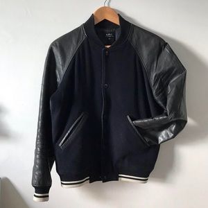 A.P.C. Kenickie Leather Baseball Jacket XS